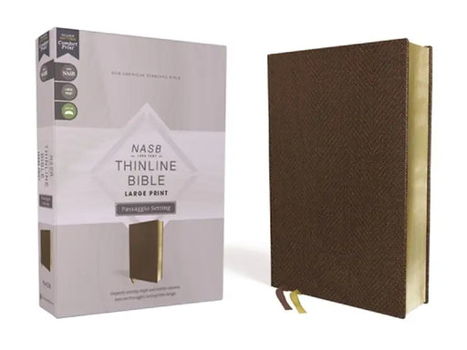 Nasb, Thinline Bible, Large Print, Passaggio Setting, Leathersoft, Brown, Red Letter, 1995 Text, Comfort Print: Elegantly Uniting Single and Double Co