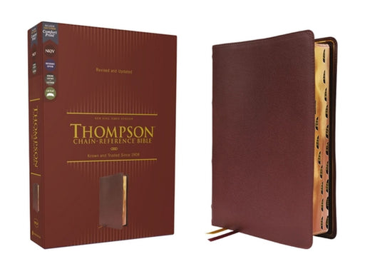 Nkjv, Thompson Chain-Reference Bible, Genuine Leather, Calfskin, Burgundy, Red Letter, Art Gilded Edges, Thumb Indexed, Comfort Print by Frank Charles Thompson