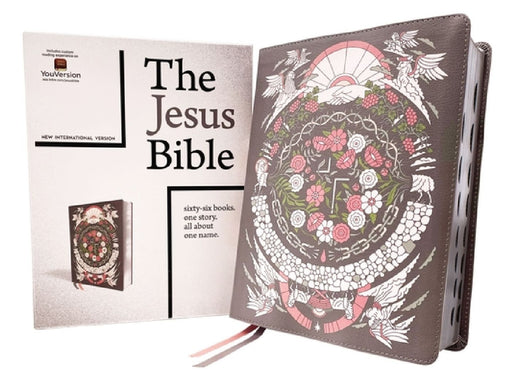 The Jesus Bible Artist Edition, Niv, (with Thumb Tabs to Help Locate the Books of the Bible), Leathersoft, Gray Floral, Thumb Indexed, Comfort Print by Passion Publishing