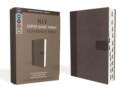 Niv, Super Giant Print Reference Bible, Leathersoft, Gray, Red Letter, Thumb Indexed, Comfort Print