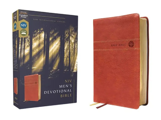 Niv, Men's Devotional Bible, Leathersoft, Brown, Comfort Print by Zondervan