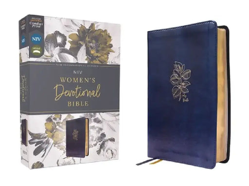 Niv, Women's Devotional Bible, Leathersoft, Navy, Comfort Print by Zondervan