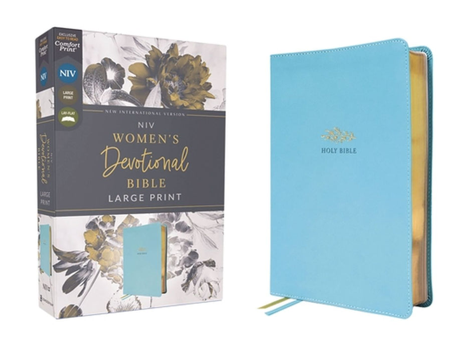 Niv, Women's Devotional Bible, Large Print, Leathersoft, Teal, Comfort Print by Zondervan