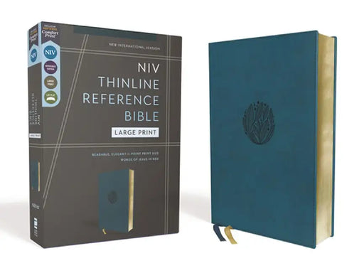 Niv, Thinline Reference Bible, Large Print, Leathersoft, Teal, Red Letter, Comfort Print by Zondervan