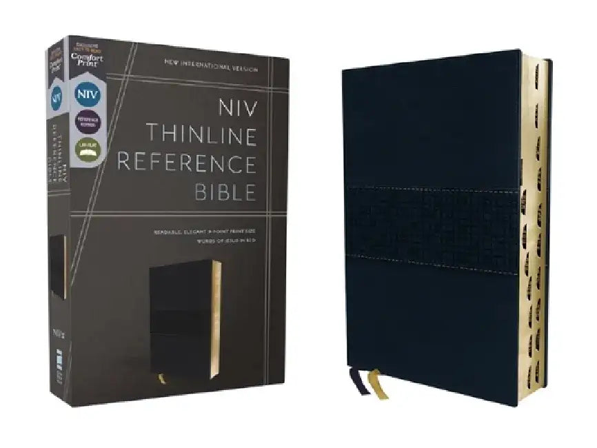 Niv, Thinline Reference Bible (Deep Study at a Portable Size), Leathersoft, Navy, Red Letter, Thumb Indexed, Comfort Print by Zondervan