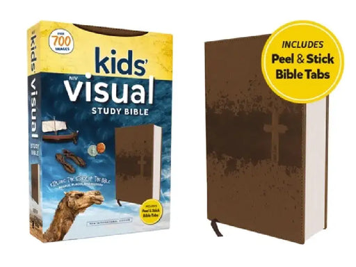 Niv, Kids' Visual Study Bible, Leathersoft, Bronze, Full Color Interior, Peel/Stick Bible Tabs: Explore the Story of the Bible---People, Places, and H by Zondervan