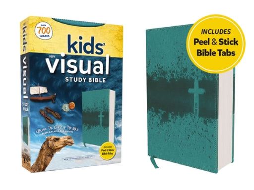 Niv, Kids' Visual Study Bible, Leathersoft, Teal, Full Color Interior, Peel/Stick Bible Tabs: Explore the Story of the Bible---People, Places, and His by Zondervan