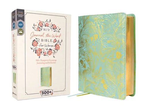 Niv, Journal the Word Bible for Women, Leathersoft, Teal, Red Letter, Comfort Print: 500+ Prompts to Encourage Journaling and Reflection by Zondervan