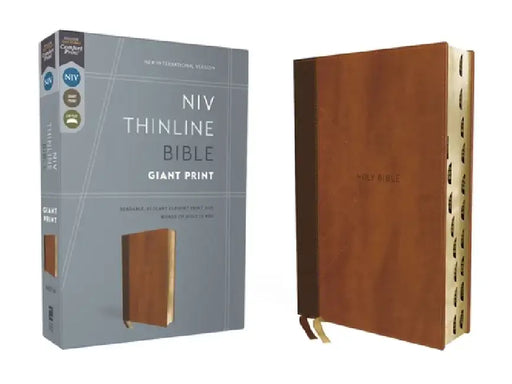 Niv, Thinline Bible, Giant Print, Leathersoft, Brown, Red Letter, Thumb Indexed, Comfort Print by Zondervan