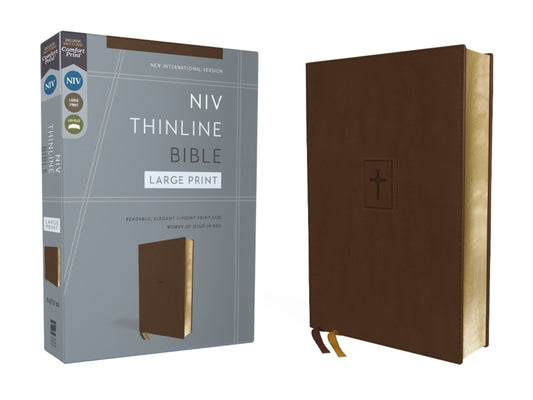 Niv, Thinline Bible, Large Print, Leathersoft, Brown, Red Letter, Comfort Print