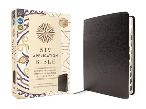 NIV Application Bible, European Bonded Leather, Black, Red Letter, Thumb Indexed, Comfort Print: Bringing the Ancient Message of the Bible Into Your W by Zondervan