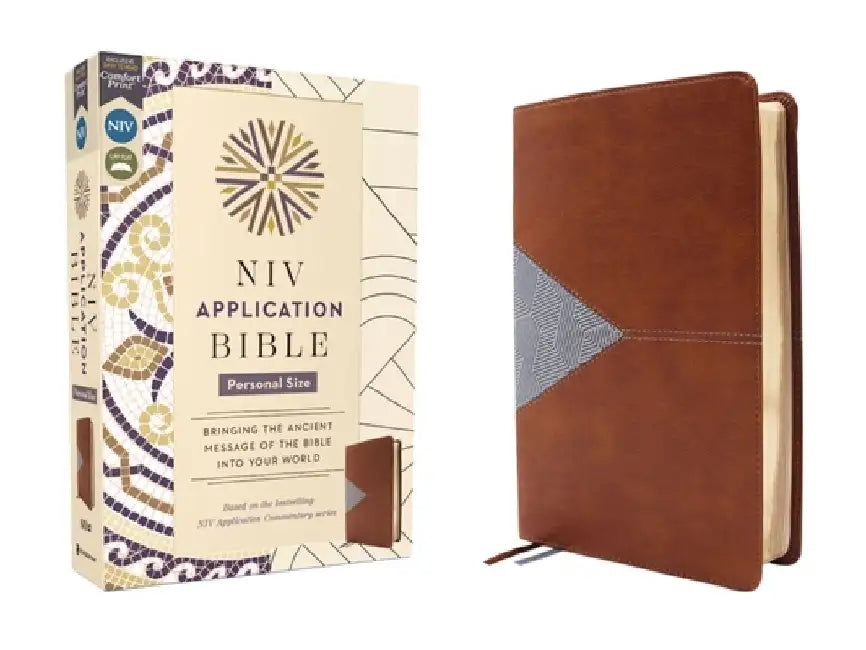 NIV Application Bible, Personal Size, Leathersoft, Brown/Blue, Red Letter, Comfort Print: Bringing the Ancient Message of the Bible Into Your World by Zondervan