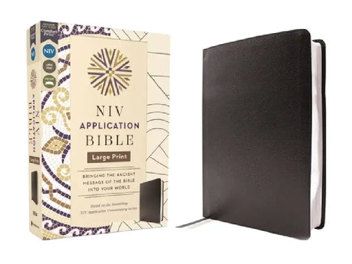 NIV Application Bible, Large Print, European Bonded Leather, Black, Red Letter, Comfort Print: Bringing the Ancient Message of the Bible Into Your Wor by Zondervan