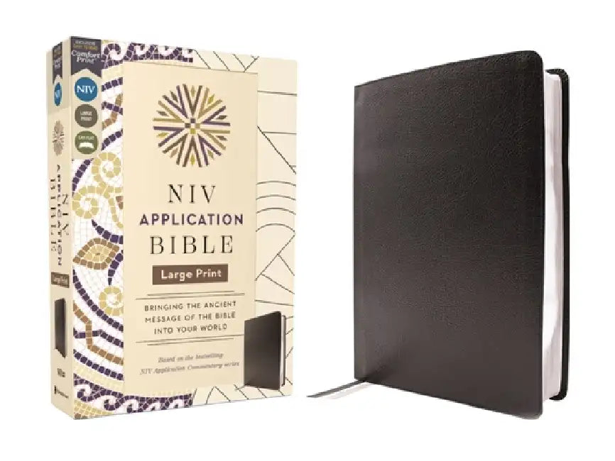 NIV Application Bible, Large Print, European Bonded Leather, Black, Red Letter, Comfort Print: Bringing the Ancient Message of the Bible Into Your Wor by Zondervan