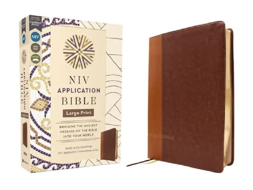 NIV Application Bible, Large Print, Leathersoft, Brown, Red Letter, Comfort Print: Bringing the Ancient Message of the Bible Into Your World by Zondervan