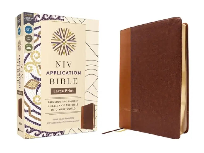 NIV Application Bible, Large Print, Leathersoft, Brown, Red Letter, Comfort Print: Bringing the Ancient Message of the Bible Into Your World by Zondervan