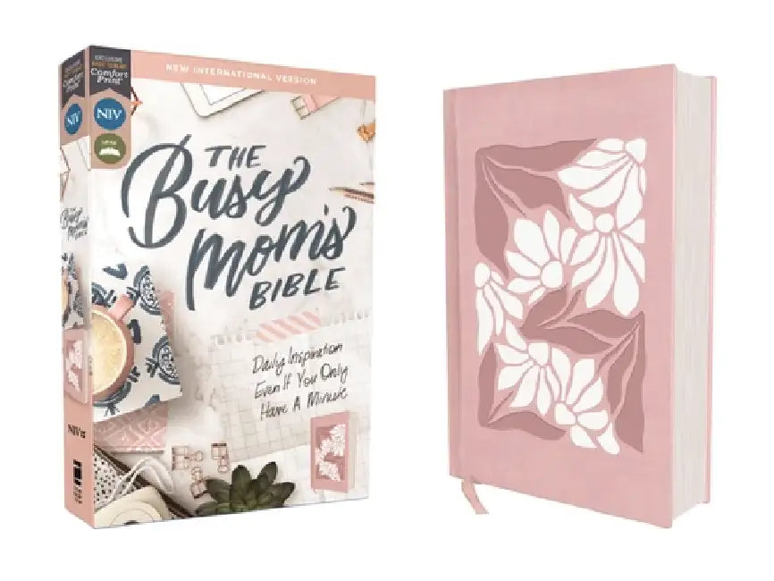 Niv, the Busy Mom's Bible, Leathersoft Over Board, Pink, Red Letter, Comfort Print: Daily Inspiration Even If You Only Have One Minute by Zondervan
