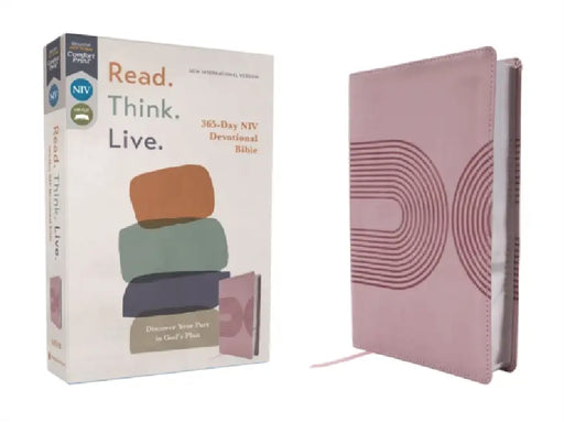 Niv, Read. Think. Live., Leathersoft, Pink, Comfort Print: 365-Day NIV Devotional Bible - Discover Your Part in God's Plan by Walk Thru the Bible