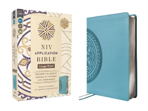 NIV Application Bible, Large Print, Leathersoft, Teal, Red Letter, Comfort Print: Bringing the Ancient Message of the Bible Into Your World by Zondervan
