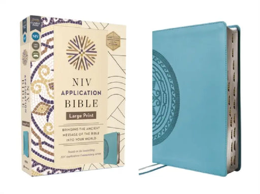 NIV Application Bible, Large Print, Leathersoft, Teal, Red Letter, Thumb Indexed, Comfort Print: Bringing the Ancient Message of the Bible Into Your W by Zondervan