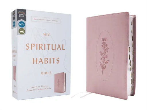 Niv, Spiritual Habits Bible, Leathersoft, Pink, Red Letter, Thumb Indexed, Comfort Print: Learn to Live a Gospel-Centered Life by Joe Carter