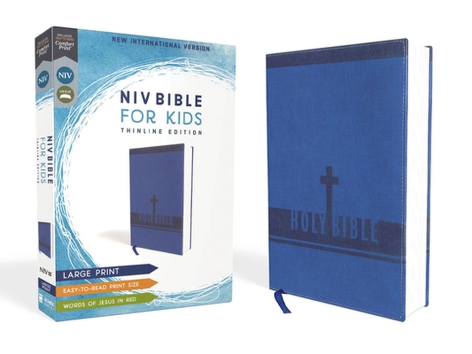 NIV Bible for Kids, Large Print, Imitation Leather, Blue, Red Letter Edition, Comfort Print: Thinline Edition by Zondervan