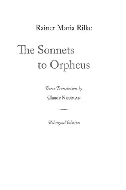 The Sonnets to Orpheus by Rainer Maria Rilke