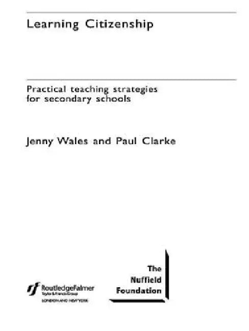Learning Citizenship: Practical Teaching Strategies for Secondary Schools by Paul Clarke