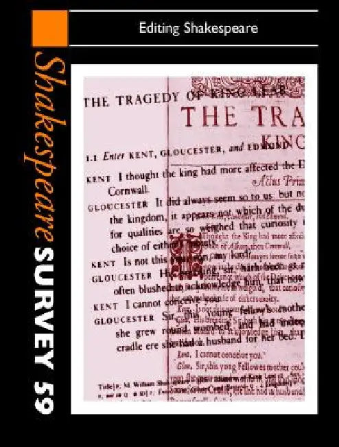 Shakespeare Survey: Volume 59, Editing Shakespeare by Peter Holland