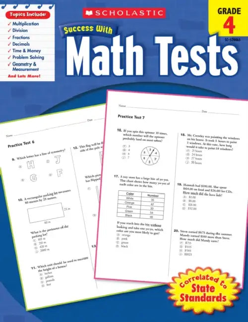 Scholastic Success With Math Tests Gr 4 by Inc Scholastic