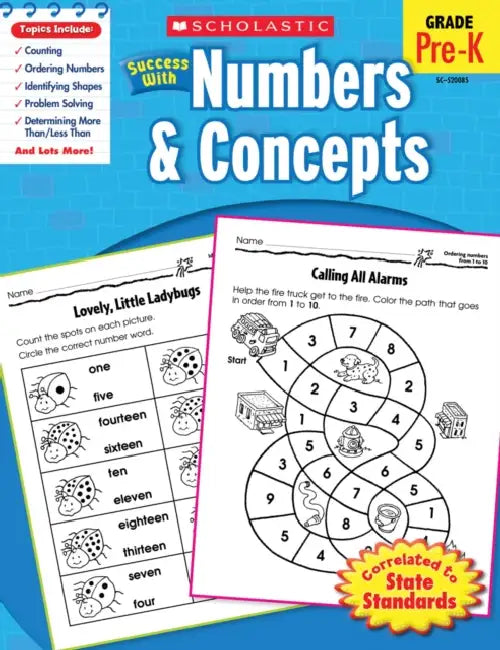 Scholastic Success With Numbers & Concepts Gr Pre-K by Danette Randolph