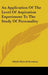 An Application Of The Level Of Aspiration Experiment To The Study Of Personality by Sibylle Korsch Escalona