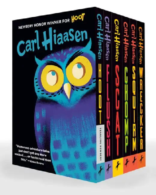 Hiaasen 6-Book Paperback Boxed Set: Hoot; Flush; Scat; Chomp; Squirm; Wrecker by Carl Hiaasen