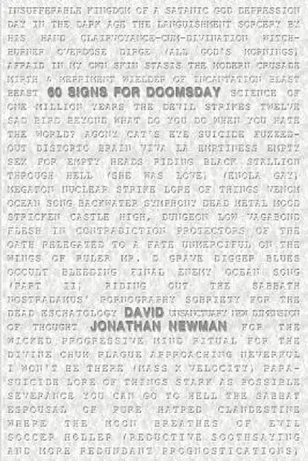 60 Signs for Doomsday by David Jonathan Newman