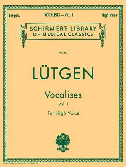 Vocalises (20 Daily Exercises) - Book I: High Voice by B. Lutgen