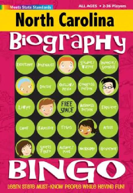 North Carolina Biography Bingo by Gallopade International