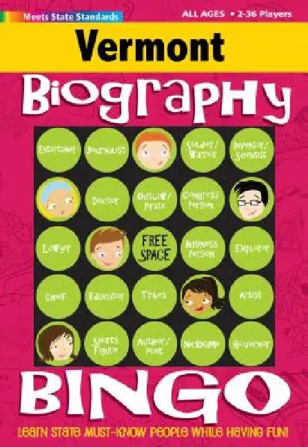 Vermont Biography Bingo by Gallopade International
