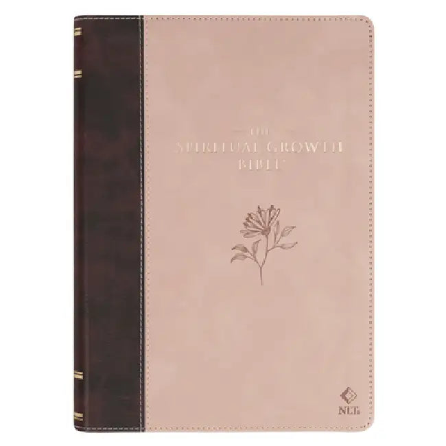 The Spiritual Growth Bible, Study Bible, NLT - New Living Translation Holy Bible, Vegan Leather, Brown/Pink Two-Tone