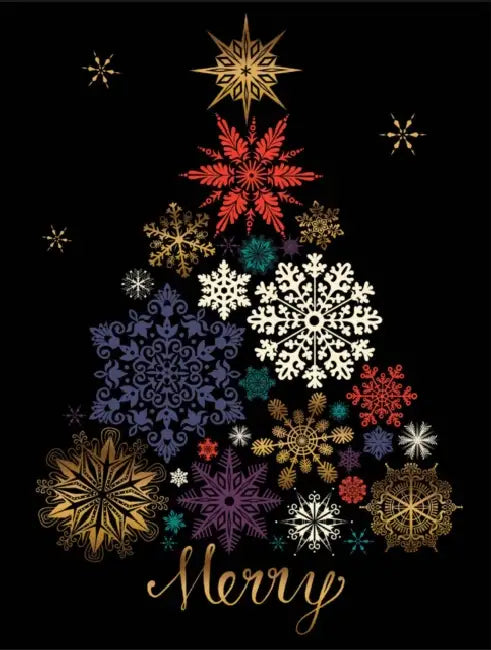 Festive Snow Tree Large Embellished Holiday Notecards by Elizabeth Fein