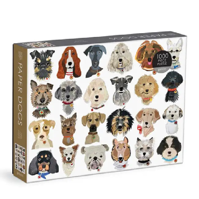 Paper Dogs 1000 PC Puzzle by Galison Mudpuppy