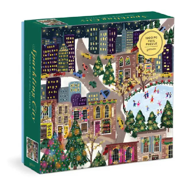 Joy Laforme Sparkling City 1000 Piece Foil Puzzle In a Square Box by Galison