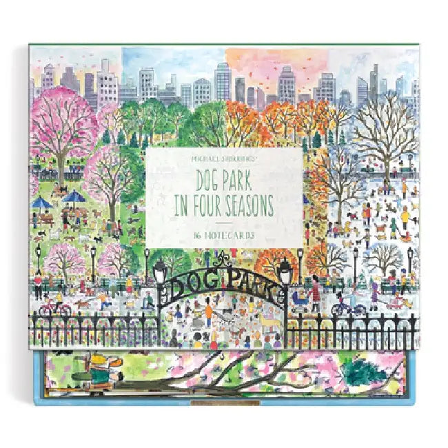 Michael Storrings Dog Park in Four Seasons Greeting Card Assortment by Galison