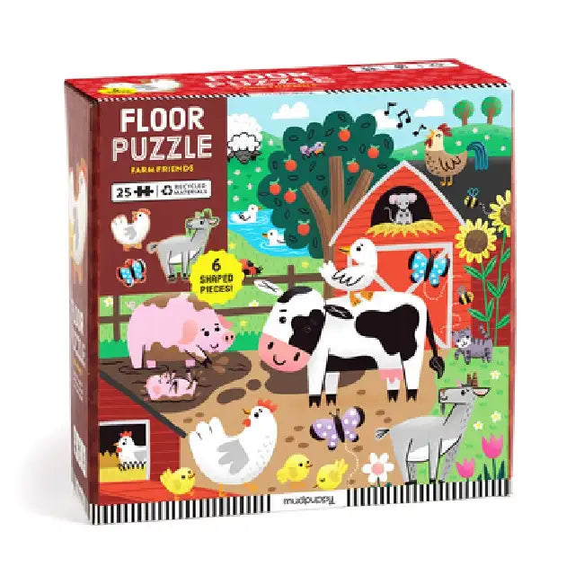 Farm Friends 25 Piece Floor Puzzle with Shaped Pieces by Mudpuppy
