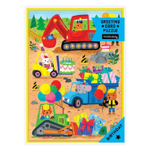 Construction Site Birthday Greeting Card Puzzle by Mudpuppy