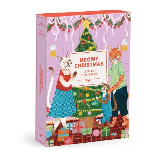 Meowy Christmas 12 Days of Puzzles 500 Piece Countdown by Galison