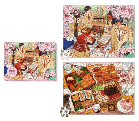 Sakura (Cherry Blossom) Picnic: An Anime Food 2-In-1 Double-Sided 500-Piece Puzzle by Liew Yee Teng