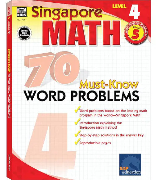 Singapore Math 70 Must-Know Word Problems Level 4, Grade 5 by Frank Schaffer Publications