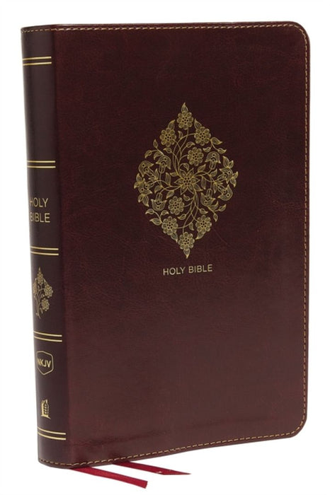 NKJV, Deluxe Reference Bible, Center-Column Giant Print, Imitation Leather, Burgundy, Red Letter Edition, Comfort Print by Thomas Nelson