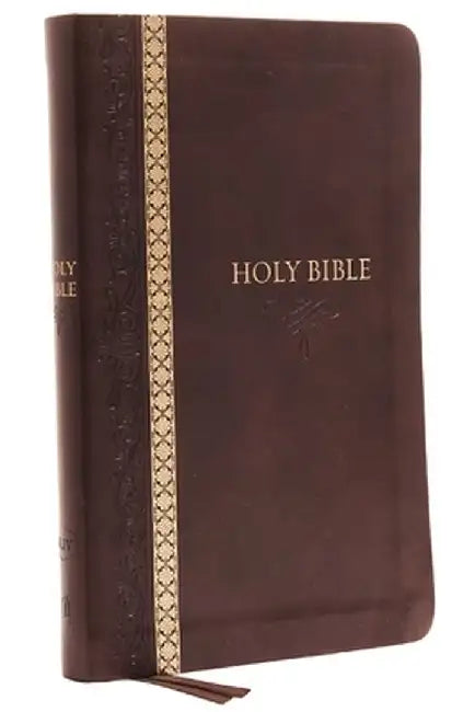 KJV, Thinline Bible, Standard Print, Imitation Leather, Brown, Indexed, Red Letter Edition, Comfort Print by Thomas Nelson