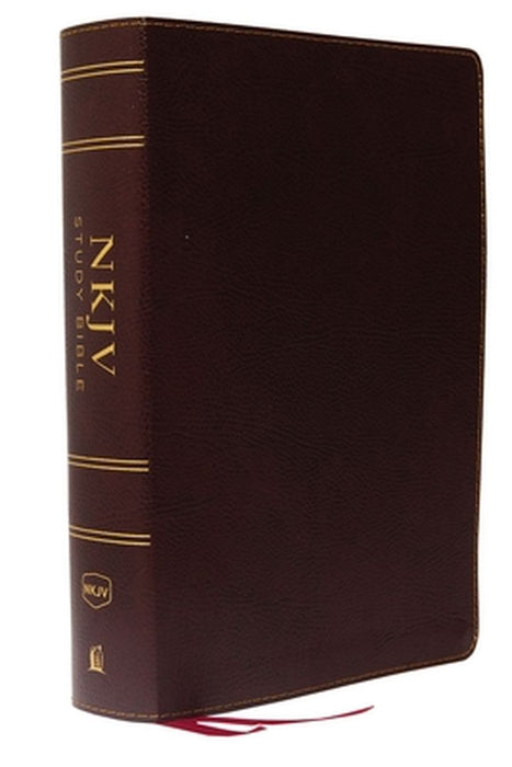 NKJV Study Bible, Bonded Leather, Burgundy, Full-Color, Red Letter Edition, Comfort Print: The Comp by Thomas Nelson